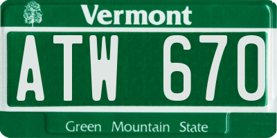VT license plate ATW670