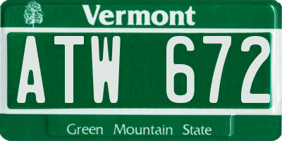 VT license plate ATW672