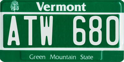 VT license plate ATW680