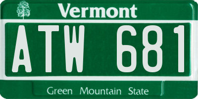 VT license plate ATW681