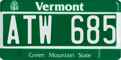 VT license plate ATW685