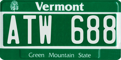 VT license plate ATW688