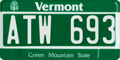 VT license plate ATW693