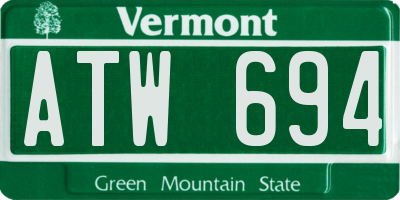 VT license plate ATW694