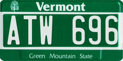 VT license plate ATW696