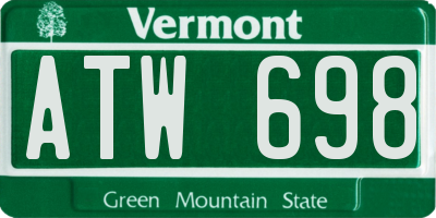 VT license plate ATW698