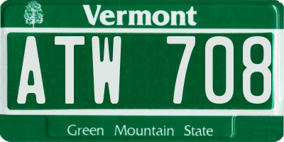 VT license plate ATW708