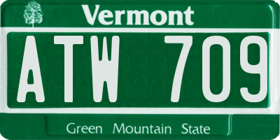 VT license plate ATW709