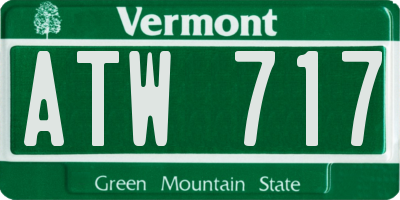 VT license plate ATW717