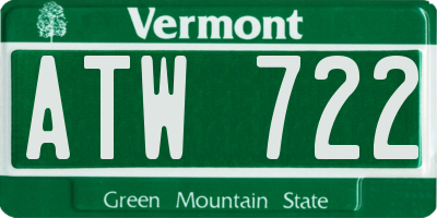 VT license plate ATW722