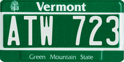 VT license plate ATW723
