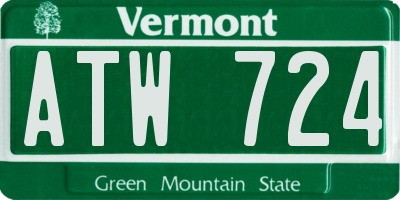 VT license plate ATW724