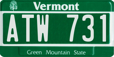 VT license plate ATW731