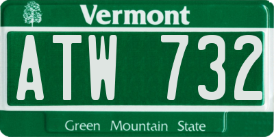 VT license plate ATW732