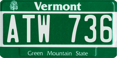 VT license plate ATW736