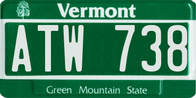 VT license plate ATW738