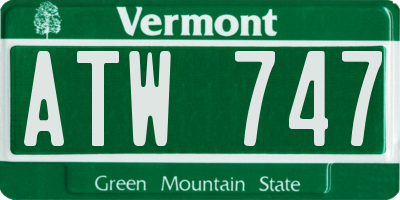 VT license plate ATW747