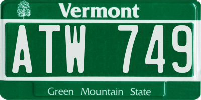 VT license plate ATW749