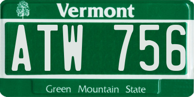 VT license plate ATW756