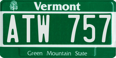VT license plate ATW757