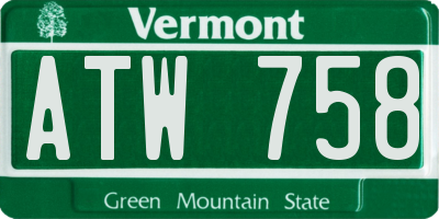 VT license plate ATW758