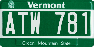 VT license plate ATW781