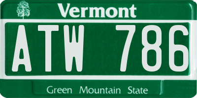 VT license plate ATW786