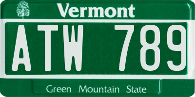 VT license plate ATW789