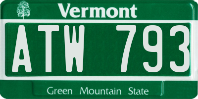 VT license plate ATW793