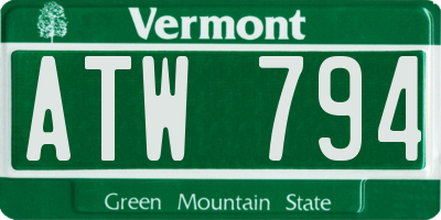 VT license plate ATW794