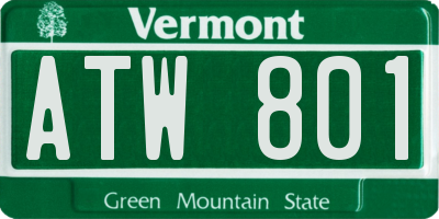 VT license plate ATW801