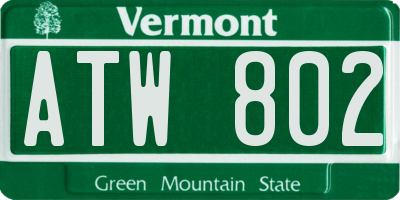 VT license plate ATW802
