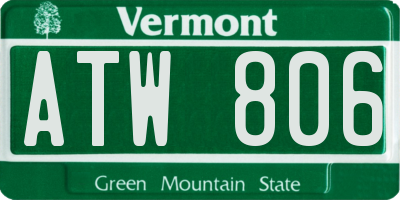VT license plate ATW806