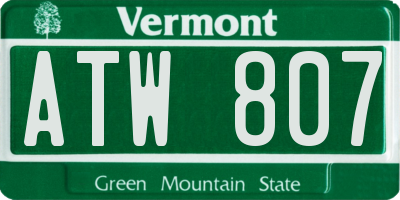 VT license plate ATW807
