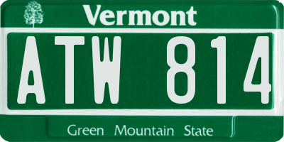 VT license plate ATW814