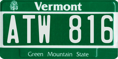 VT license plate ATW816