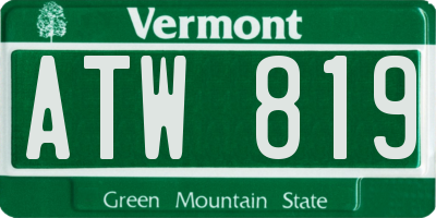 VT license plate ATW819