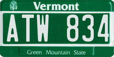 VT license plate ATW834