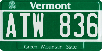 VT license plate ATW836