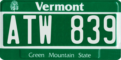 VT license plate ATW839