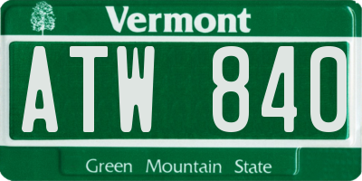 VT license plate ATW840