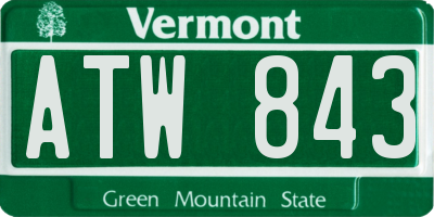 VT license plate ATW843