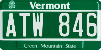 VT license plate ATW846