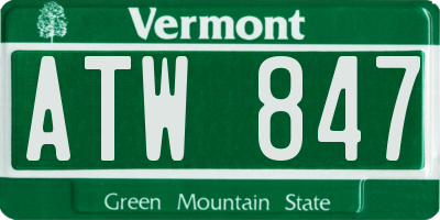 VT license plate ATW847