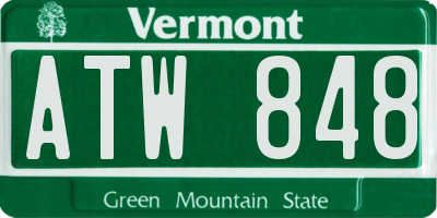 VT license plate ATW848