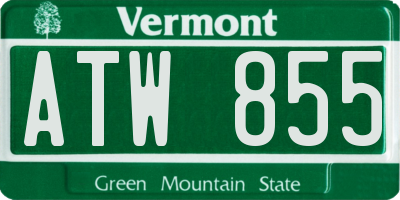 VT license plate ATW855
