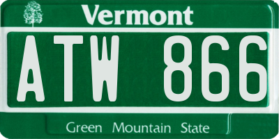 VT license plate ATW866