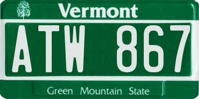 VT license plate ATW867
