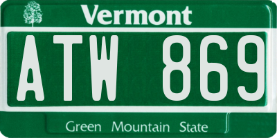 VT license plate ATW869