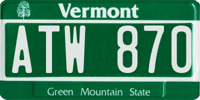 VT license plate ATW870